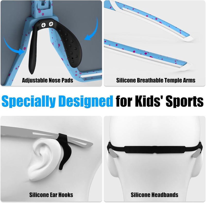 Xtiger Polarized Kids Sunglasses Youth Baseball Sunglasses UV400 Boys Girls Sports Sun Glasses for Softball Cycling Scooter - Image 5
